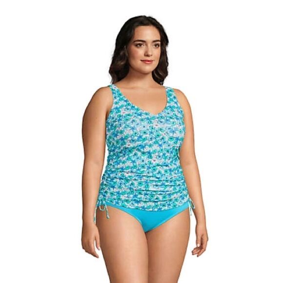Lands' End Women's Blue Floral Swimsuit - Picture 4 of 9